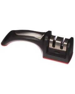 Knife sharpener, plastic, black, 6x5x19 cm