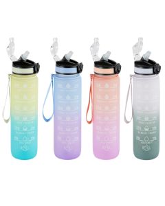 Sport water bottle, plastic, multicolored, 1L / Dia. 8 x H 28 cm