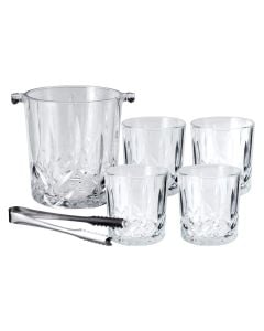 Set me gota whisky dhe kovë akulli (6 copë), qelq, transparent