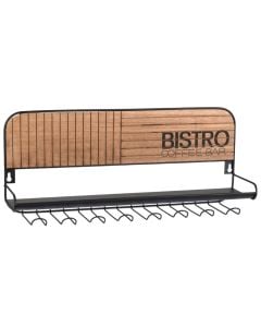 Glass rack Bistro, metalic, black/brown, 48x12x20 cm