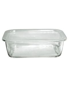 Food box with lid, glass/plastic, transparent/white, 1.22 L / 20.5x15x6.5 cm