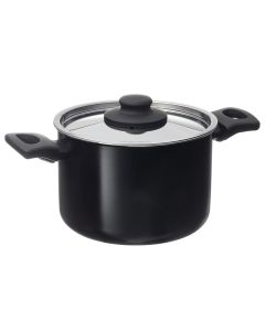Roma Alu-Cook casserole with induction base and lid, aluminium, black/silver color, 3 L / Dia. 18 x H 13 cm