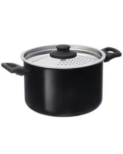 Roma Alu-Cook casserole with induction base and lid, aluminium, black/silver color, 5 L / Dia. 22 x H 14.6 cm
