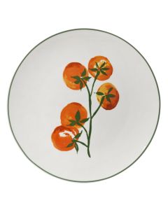 Natura plate, porcelain, green with a tomato design, Dia. 20.2 x H 2.3 cm