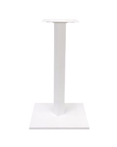 Table base with square base, metal, white color, base 40x40cm, tube 6x6 cm, top 25x25 cm, height 72 cm