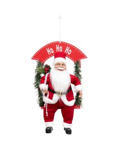 Personazh dekorativ, Hanging Santa, ngjyre e kuqe, L. 28,5 x P. 10 x H. 40 cm