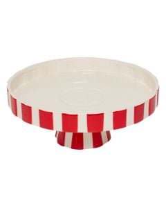 Platforme embelsirash, Christmas, qeramike, ngjyre e kuqe me te bardhe, D. 27 x H. 11 cm