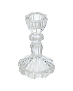 Candle holder, glass, transparent, L. 9.8 x D. 9.8 x H. 20 cm