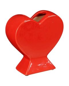 Decorative vase with Christmas motifs, Red heart, l15xw6xh15.5cm