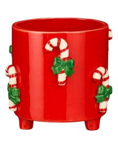 Decorative vase with Christmas motifs, Candy Cane, h14xd16cm