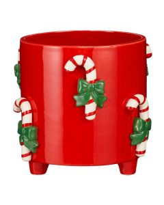 Decorative vase with Christmas motifs, Candy Cane, h18xd21cm