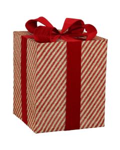 Decorative object with Christmas motifs, Gift, red/gold color, l41xw41xh56cm