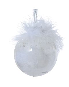 Sfere dekoruese me pupla, qelq, ngjyre transparente, D7 cm