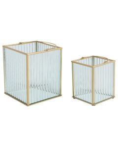 Mbajtese qiriri, qelq, ngjyre gold/transparente, h8xd7cm