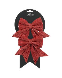 Christmas decorative ribbon, (pk2), red color, l12xw13cm
