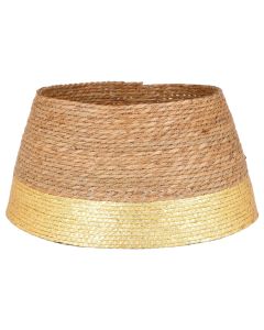 Base for tree, textile, natural color with gold, h26xd50cm