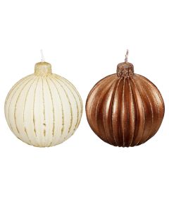 Christmas decorative candle, white and brown color, h9xd9cm