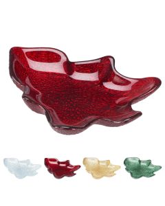 Pjate dekor Christmas, Peme Viti i Ri, qelq, ngjre e kuqe/e bardhe/gold/jeshile