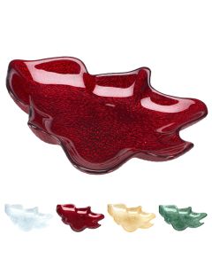 Pjate dekor Christmas, Peme Viti i Ri, qelq, ngjre e kuqe/e bardhe/gold/jeshile, 22.5x30x3.5 cm