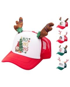 Christmas motif hat, HOHOHO, red/green with white