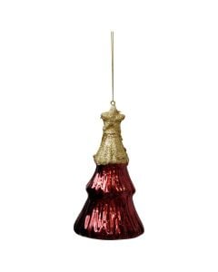 Objekt dekorues me varje, Peme Viti i Ri, plastike, ngjyre e kuqe/jeshile/gold, 13 cm