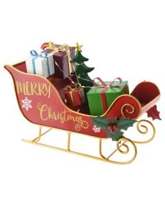 Decorative object with lighting, Sleigh with gifts, 3xAA batteries