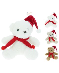 Decorative Christmas bear, white color, 18x14x15 cm