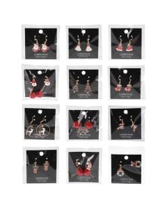 Christmas motif earrings, Aluminum/bronze, color various, 8.3x10x7.5 cm