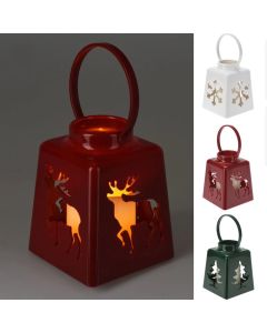 Decorative candle with battery, red/white/green, 10.5x10.5x13.5 cm, 2xAA