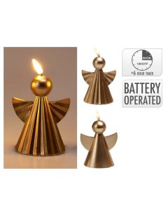 LED candle with battery, Angel, gold color, 11 cm