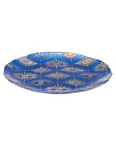 Decorative plate, Eye, ngjyre blue and gold, D28 cm