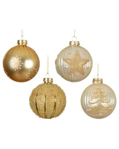 Sfere dekoruese, qelq, ngjyre gold, D8 cm