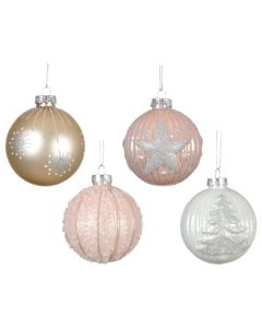 Sfere dekoruese, qelq, ngjyre rose gold, shampanje, D8 cm