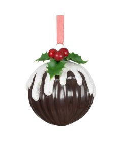 Sfere dekoruese, qelq, ngjyre lejla me debore dhe berry, D8 cm