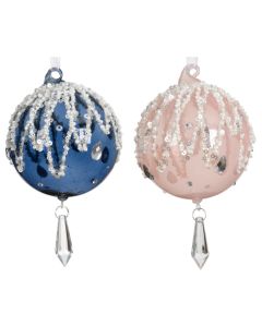 Sfere dekoruese, qelq, ngjyre roze dhe e kalter, D8 cm