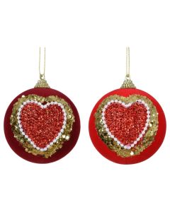 Sfere dekoruese, qelq, ngjyre e kuqe me gold, D8 cm