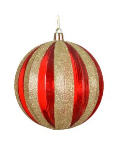 Sfere dekoruese, qelq, ngjyre e kuqe me gold, D8 cm