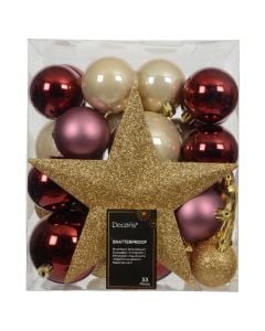 Decorative sphere (pk33), glass, rose gold color, pink, red, D8 cm