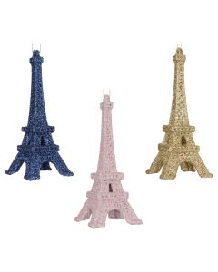 Hanging decorative object, Eiffel, plastic, pastel color, L.5.5cm x W.14.5cm x H.1cm