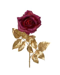 Lule dekorative Christmas, trendafil, ngjyre gold me te kuqe, L.10cm x W.10cm x H.72cm