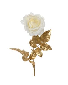 Lule dekorative Christmas, trendafil, ngjyre gold me tebardhe, L.10cm x W.10cm x H.72cm