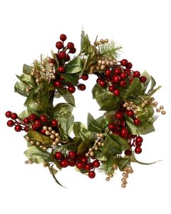 Kurore dekorative, jeshile me berry, D.45cm x H.12cm