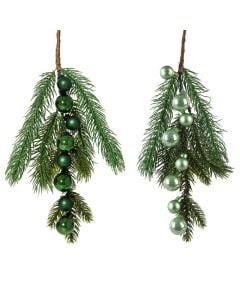 Decorative branch Christmas, Pine, green with blue, D.2cm x H.4.5cm