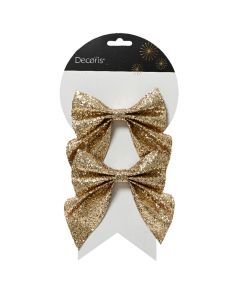 Decorative ribbon (pk2), polyester, gold color, L.12cm x W.13cm x H.1cm