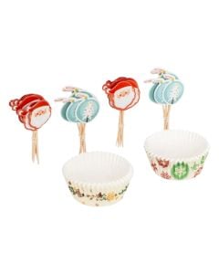 Cupcake set, Christmas motif, 25 pieces, L. 7.3 x W. 3 x H. 7.3 cm