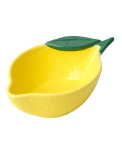 Lemon-shaped plate, stoneware, yellow, 15.4x9.5x5.3 cm
