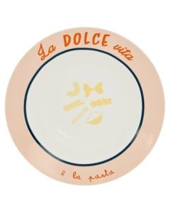 Della Pasta serving plate, porcelain, white/orange, Dia. 22.5 x H 4.5 cm