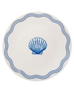 Oceania dessert plate, porcelain, white/blue with shell design, Dia. 19 x H 2.1 cm