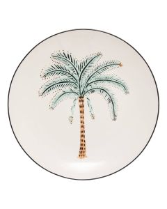 The Palm Resort dessert plate, porcelain, white with palm design, Dia. 19 x H 2.1 cm