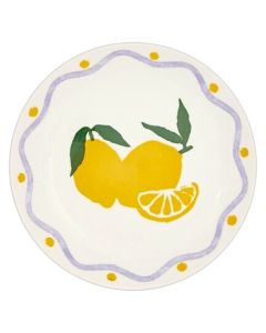 Fruity dessert plate, porcelain, white with lemon design, Dia. 19 x H 2.3 cm